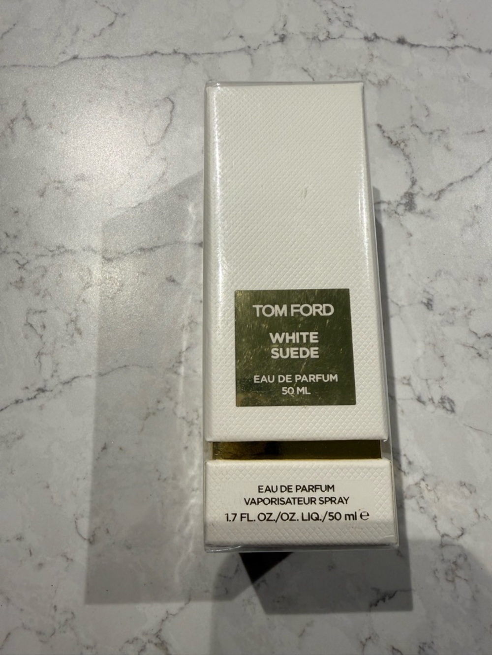 Tom Ford White Suede Bottle & Box - White and Gold